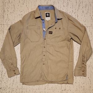 G-Star Raw Tan William Varsity Long Sleeve Button Down Casual Dress Shirt